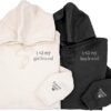 Custom Embroidered Hoodie for Couples Gifts, Personalized Boyfriend Girlfriend Sweatshirts