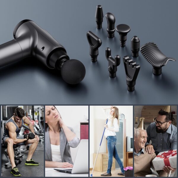 Massage Gun Deep Tissue, Handheld Electric Muscle Massager, High Intensity Percussion Massage Device for Pain Relief with 9 Attachments & 30 Speed(Grey) - Image 3