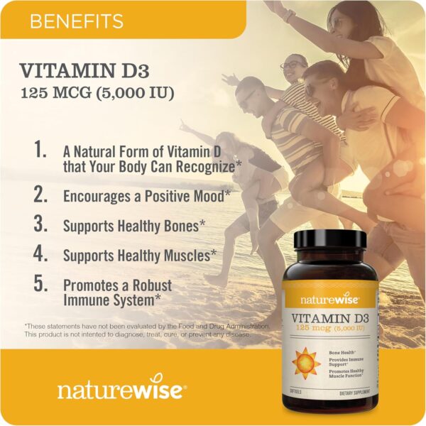 NatureWise Vitamin D3 5000iu (125 mcg) 1 Year Supply for Immune Support, Healthy Muscle Function, and Bone Health - Image 2