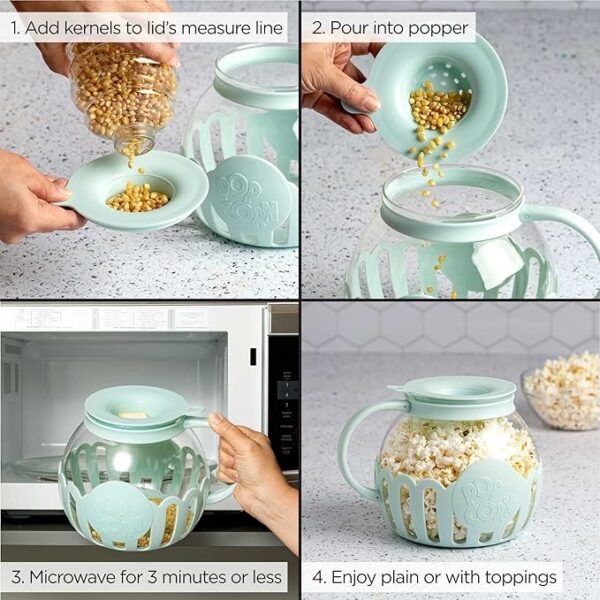 Ecolution Patented Micro-Pop Microwave Popcorn Popper with Temperature Safe Glass, - Image 2